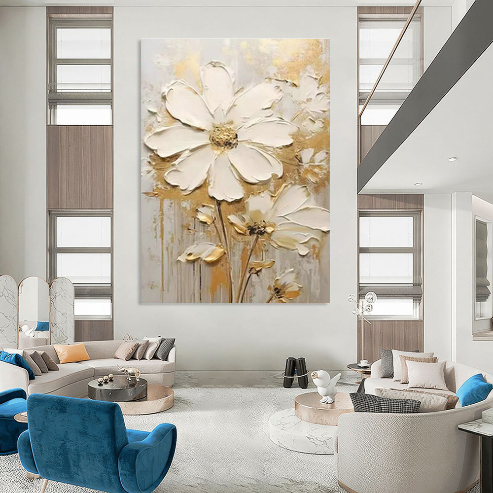 Gold - Accented Floral Art for Luxury Hotel Suite & Upscale Bridal Suite DLZ1402
