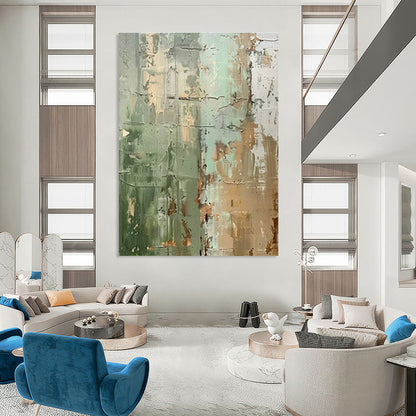 Green - Brown Textured Abstract Art for Rustic Home Library & Eco - Friendly Art Gallery DLZ1741