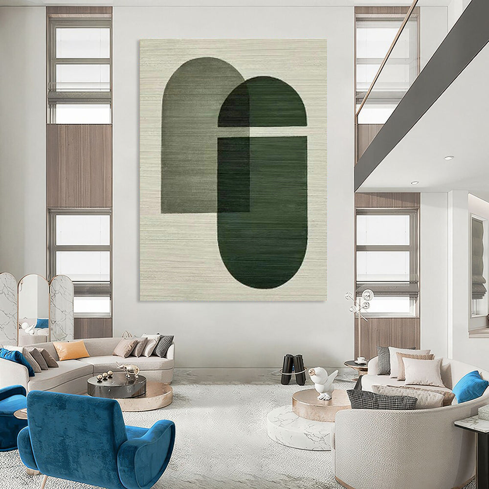 Green Geometric Art for Modern Home Office Breakout Zones DLZ0258