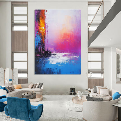 Vibrant Abstract Sunset Landscape for Luxury Hotel Lobby & Home Living Room STSC261