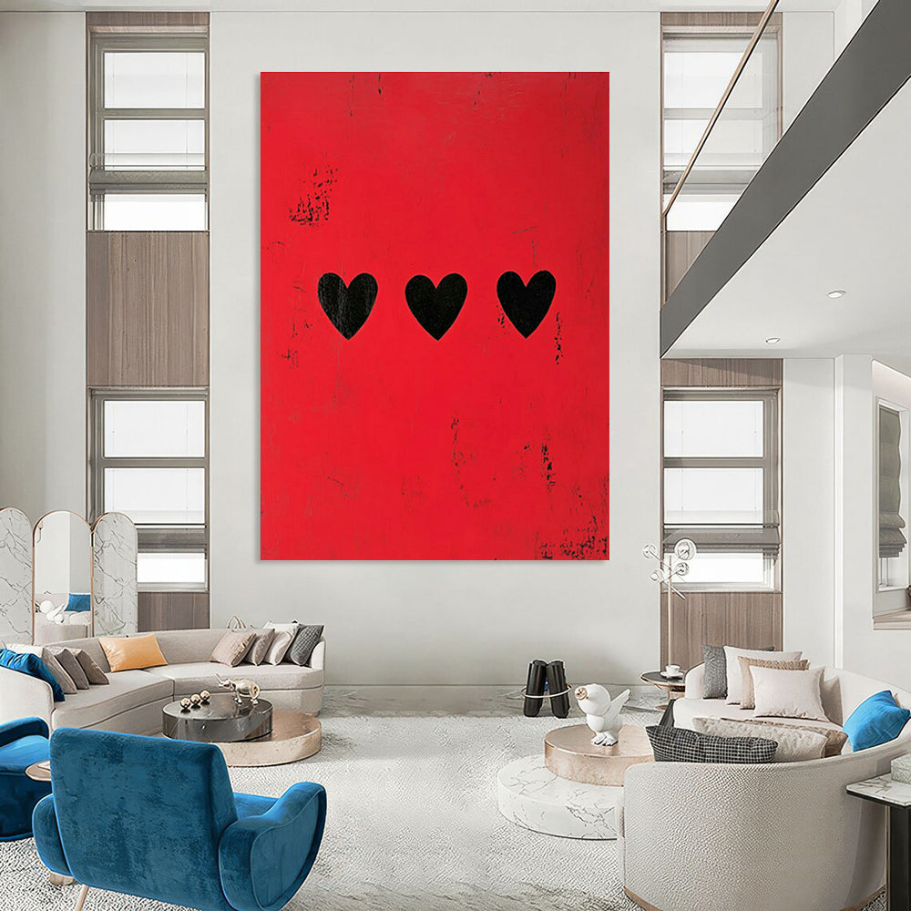 Red Heart Pattern Art for Bedroom & Living Room DLZ0428