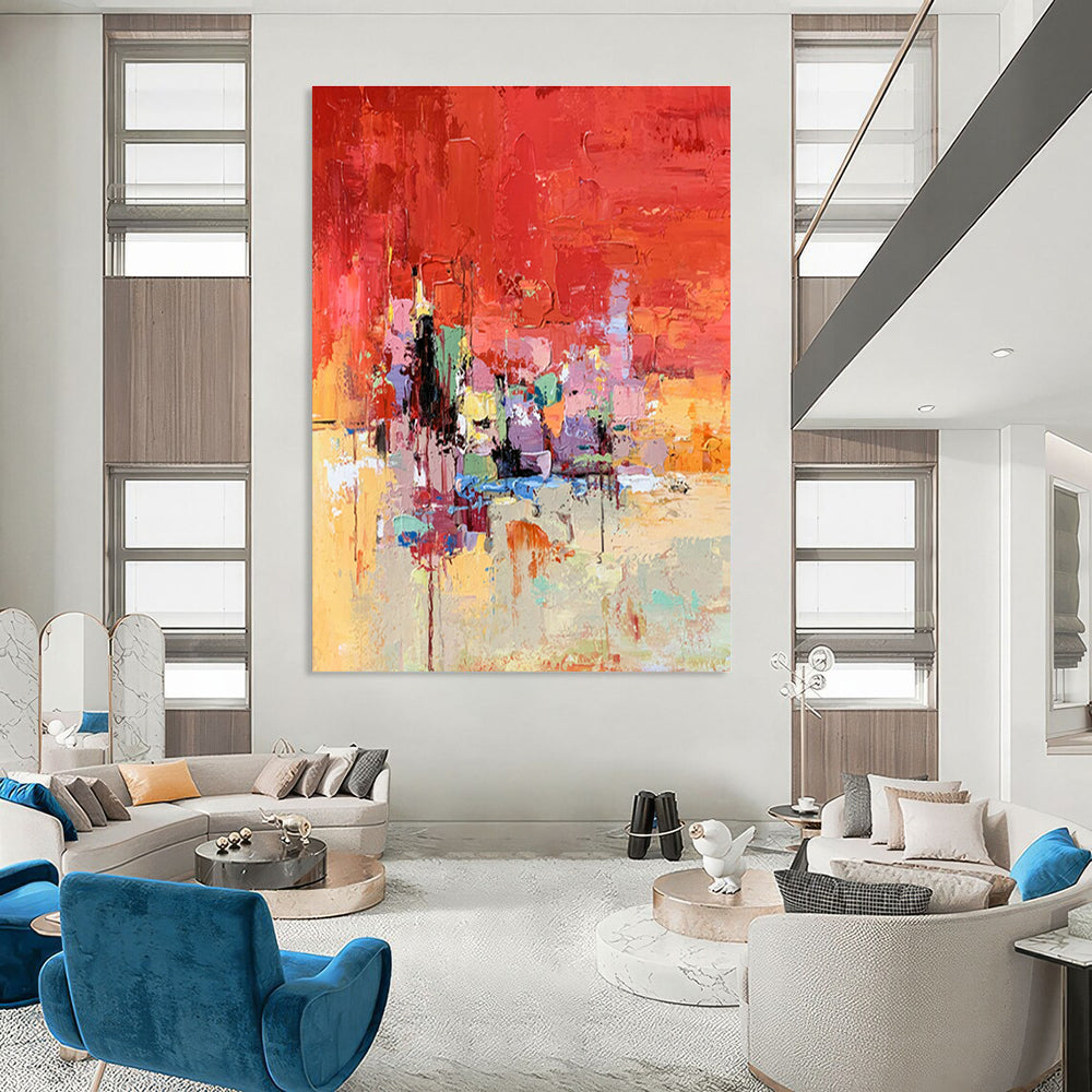 Red - Based Colorful Abstract Art for Living Room & Home Bar DLZ0466