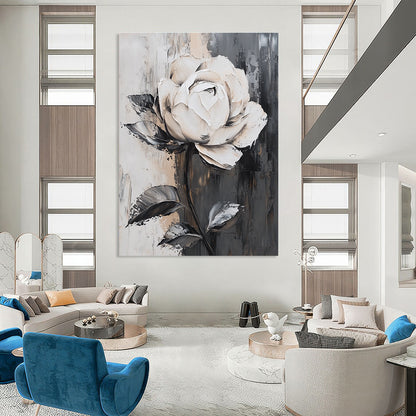 Textured White Rose on Gray for Romantic Bedroom & Luxury Hotel Suite STSC522