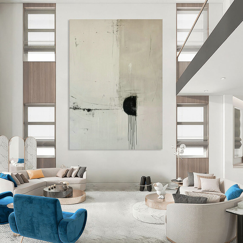 Black - White Minimalist Abstract Art for Modern Office & Art Gallery Corridor DLZ1831