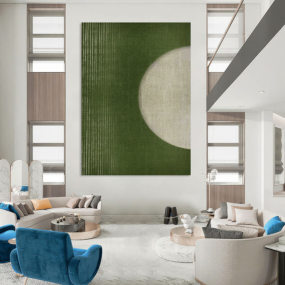 Green Circle & Lines Art for Japandi - Style Living Room & Creative Studio DLZ1367