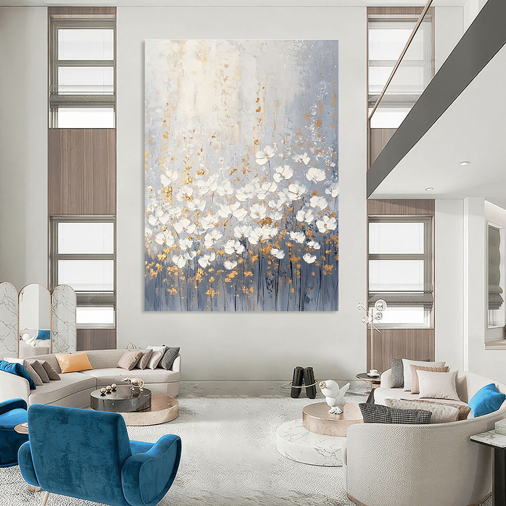 Gray and Gold Floral Abstract for Luxury Bedroom & Sophisticated Lounge STSC318
