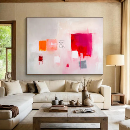 Pink - Toned Abstract with Text Art for Bohemian - Style Bedroom & Creative Writing Studio SC242
