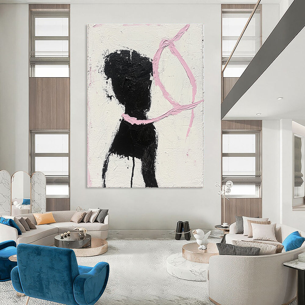 Black Silhouette with Pink Accents Art for Creative Teen’s Bedroom & Contemporary Art Pop - Up STSC1334