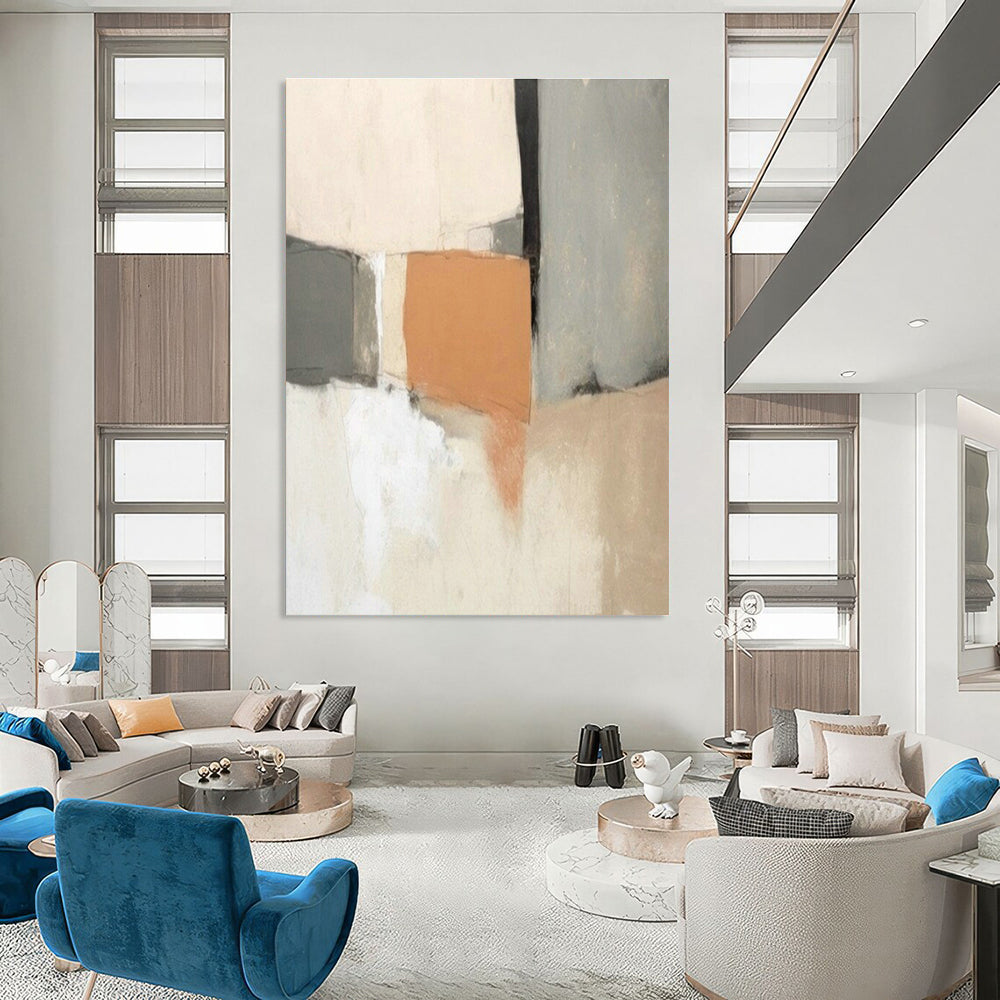 Gray - Orange Abstract Art for Industrial - Chic Loft & Art - Themed Bar DLZ1937