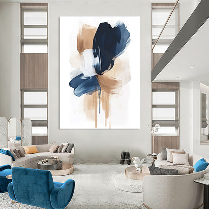 Blue and Beige Abstract Brushstrokes Art for Coastal - Inspired Home Office & Art Gallery Café STSC1325