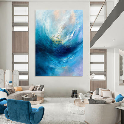 Blue Swirl Art for Beachfront Home Living Room & Ocean Conservation Center DLZ1528