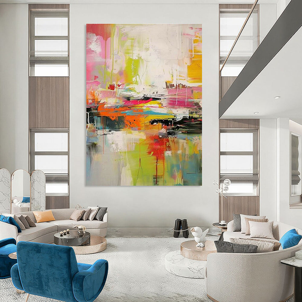 Pink - Green Abstract Painting for Bedroom & Living Room DLZ0367