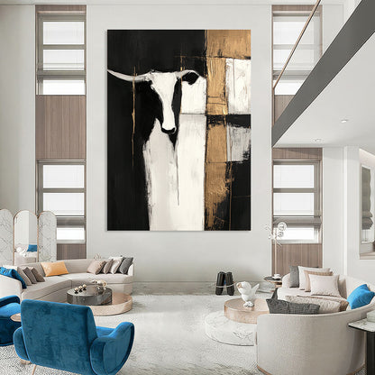 Longhorn with Gold Accents for Rustic Western Home & Equestrian - Themed Office STSC223