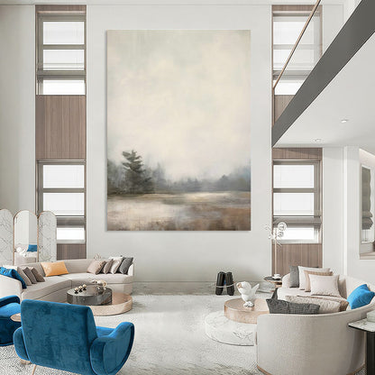 Misty Lake Landscape Art for Rustic Cabin & Meditation Retreat DLZ0721