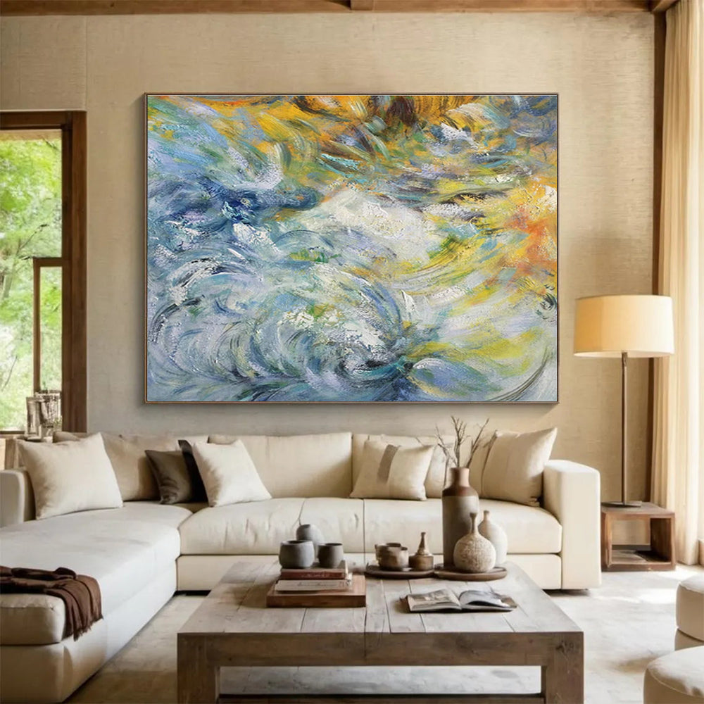 Impressionist Wave Painting for Coastal Home Nautical - Themed Living Rooms DLZ2675