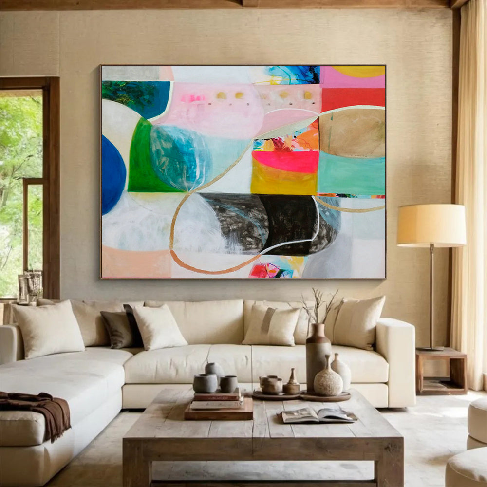 Colorful Geometric Abstract Art for Modern Living Rooms DLZ2453