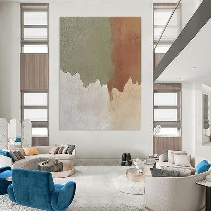 Green and Brown Color Block Abstract for Eco - Friendly Home & Botanical Art Space STSC488