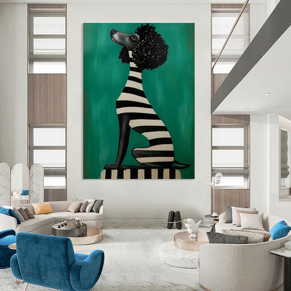 Striped Poodle Art for Playful Kids’ Room & Eclectic Pet Shop DLZ0705