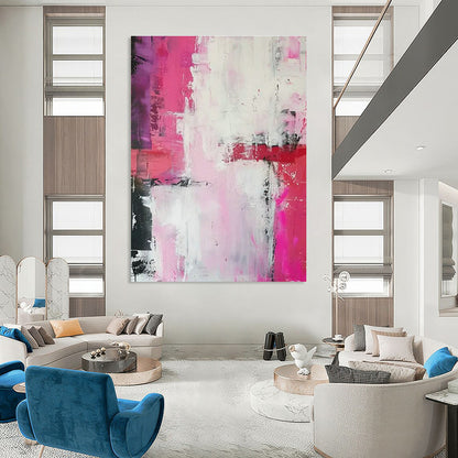 Pink - White - Black Abstract Art for Girly Bedroom & Art Café DLZ1696