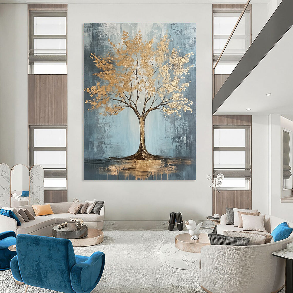 Golden Tree Abstract for Opulent Dining Room & Modern Home Office STSC493