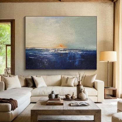 Serene Sea View Abstract Artwork for Crafting a Peaceful Coastal Bedroom Oasis DLZ3034