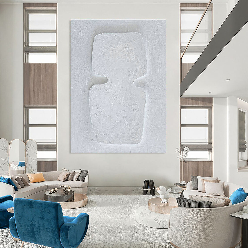 White Textured Relief Art for Scandinavian Gallery & Minimalist Bedroom DLZ1891