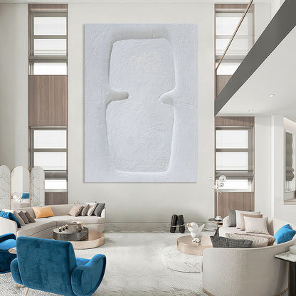 White Textured Relief Art for Scandinavian Gallery & Minimalist Bedroom DLZ1891