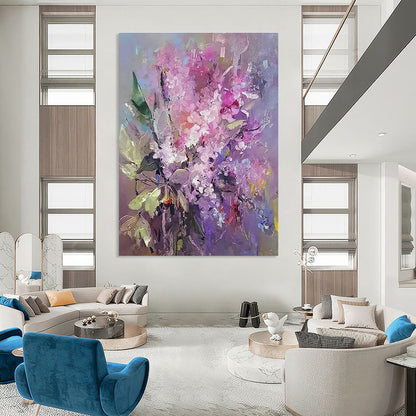 Pink - Purple Flower Bouquet Art for Romantic Wedding Venue & Feminine Home Salon DLZ0912