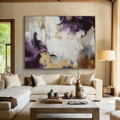 Purple - Gold Abstract Art for Upscale Boutique Bedrooms DLZ2515