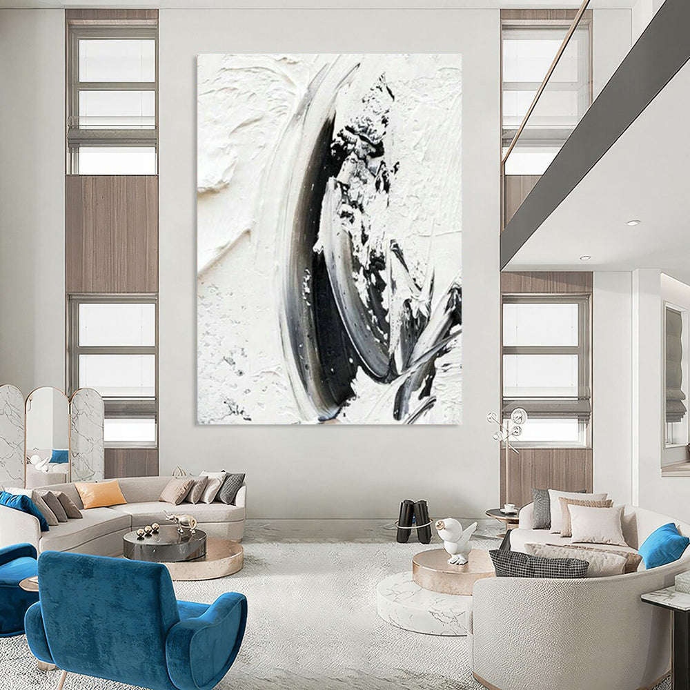 Black - White Brushstroke Art 1 for Bedroom & Office DLZ0372