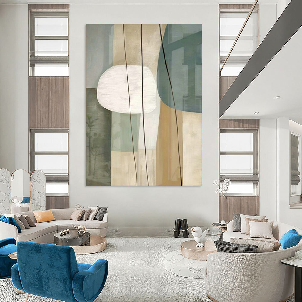 Light Green Geometric Abstract Art for Contemporary Café & Design Studio DLZ1952