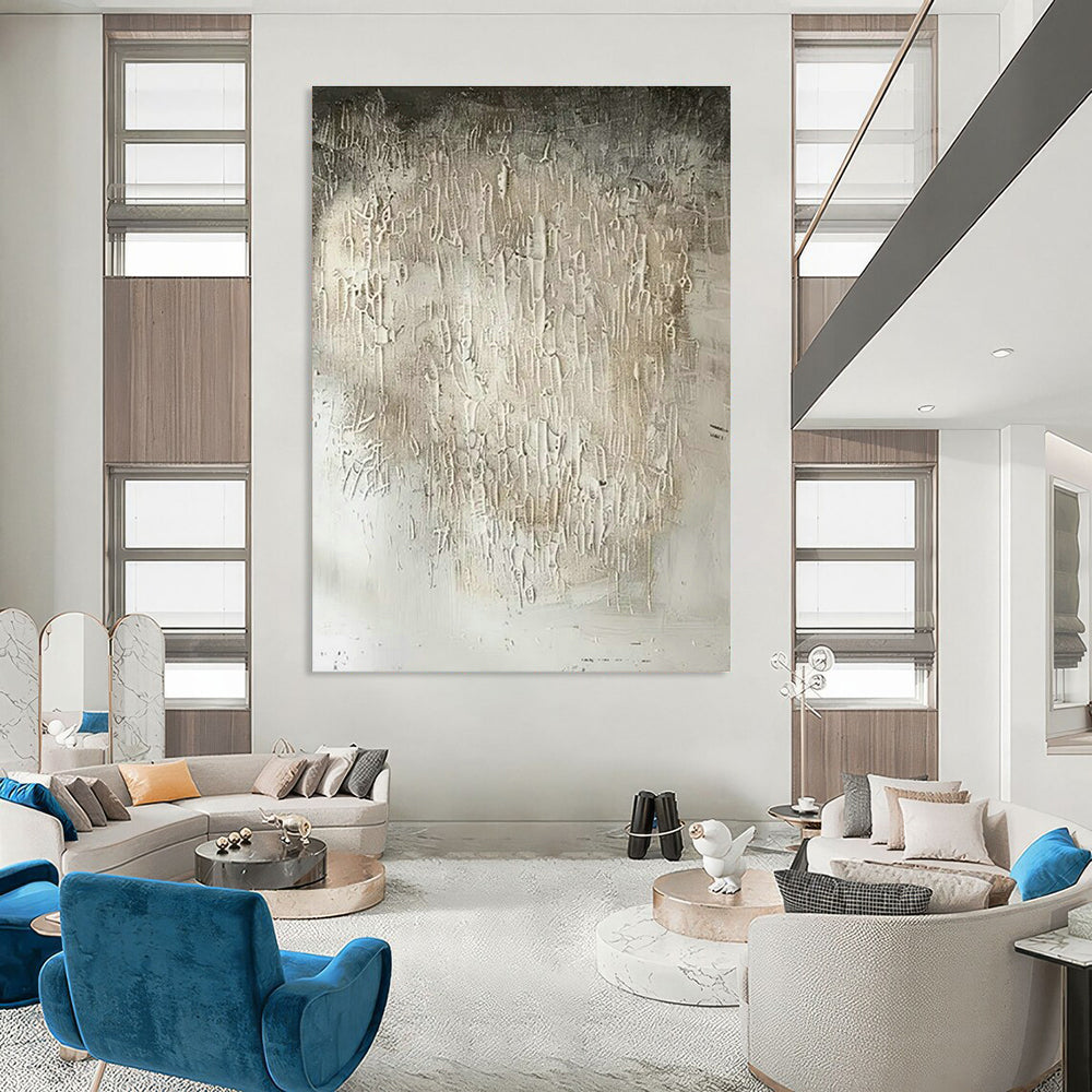 Gray - White Textured Abstract Art for Minimalist Home Office & Contemporary Art Studio DLZ1754