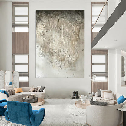 Gray - White Textured Abstract Art for Minimalist Home Office & Contemporary Art Studio DLZ1754