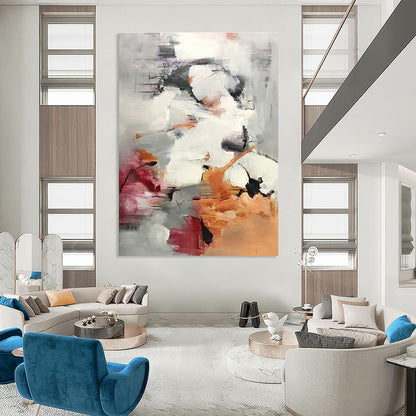 Grey - Pink - Orange Abstract Art for Living Room & Bedroom DLZ0478