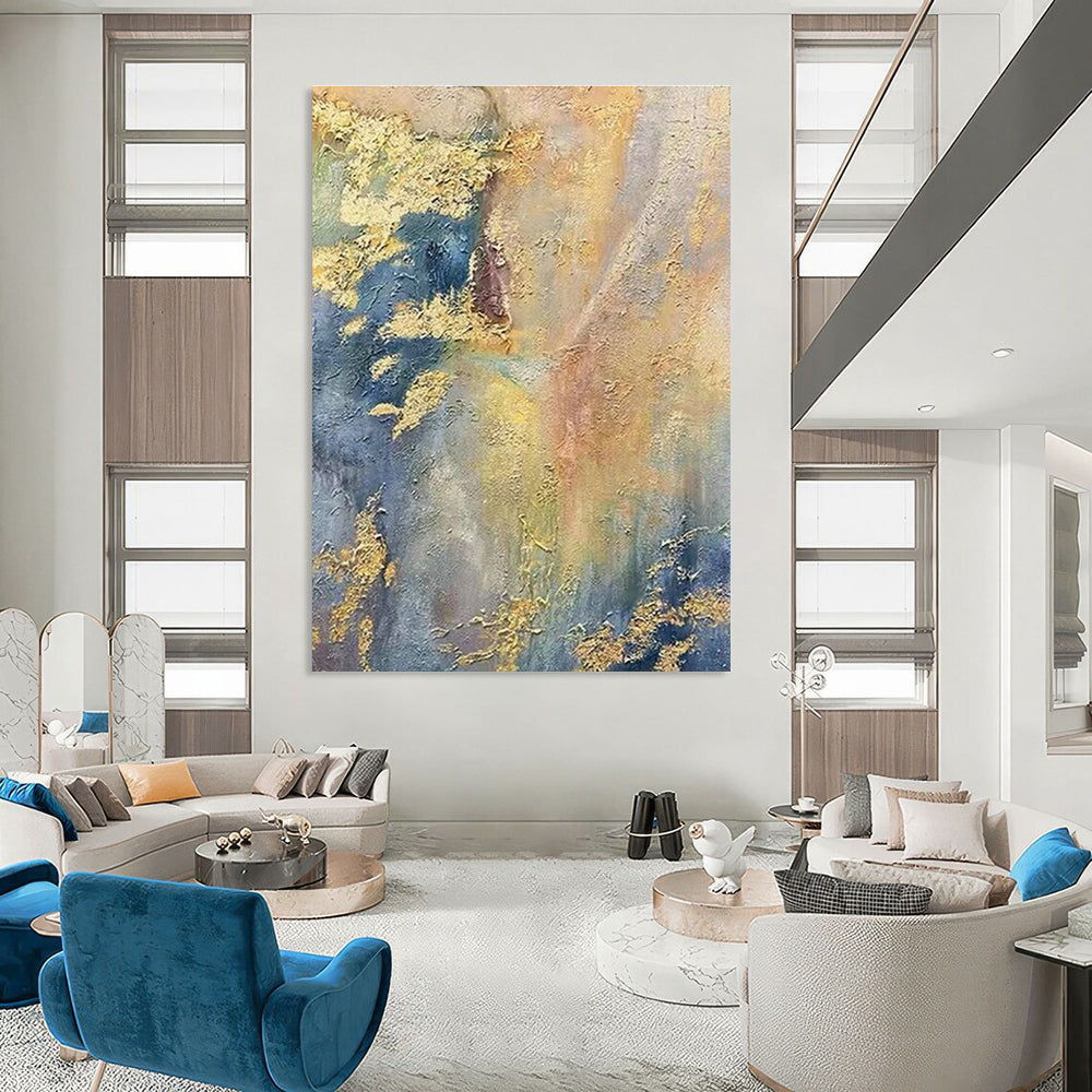 Gold - Blue Gradient Abstract for Coastal Penthouse & Art Deco Rooftop Bar DLZ0909