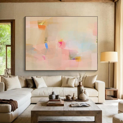 Pink - Brown Patchwork Abstract Art for Elegant Hallways DLZ2417