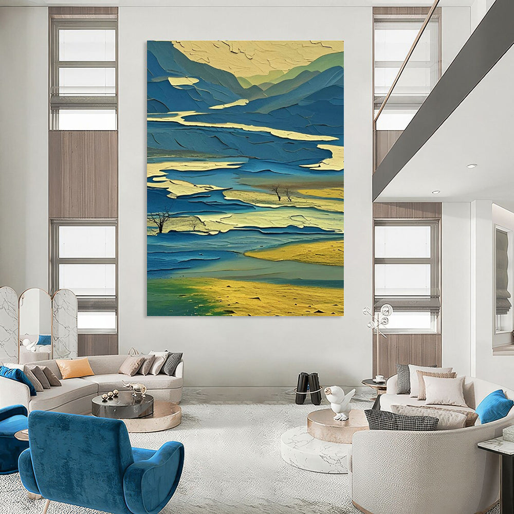 Layered Landscape Art for Modern Living Room & Nature - Inspired Café DLZ0970