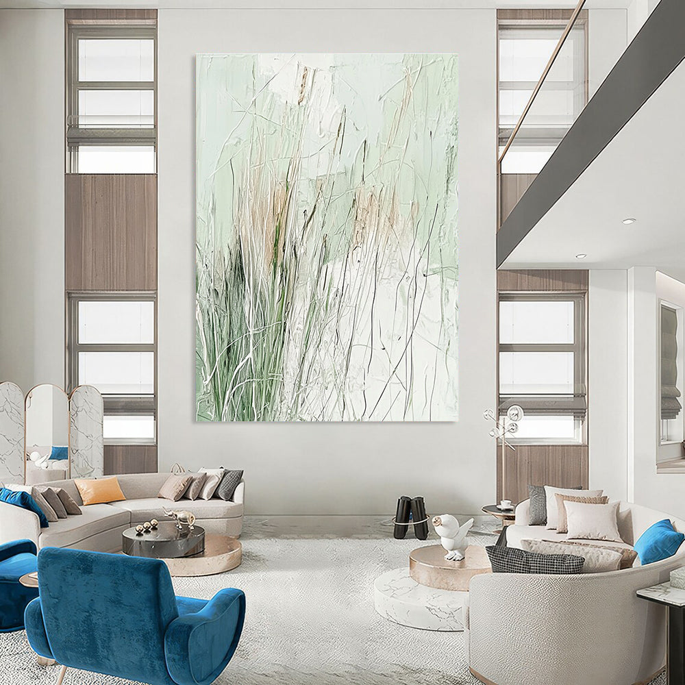 Abstract Grassland Art for Nature - Inspired Wellness Center & Tranquil Home Bedroom STSC939