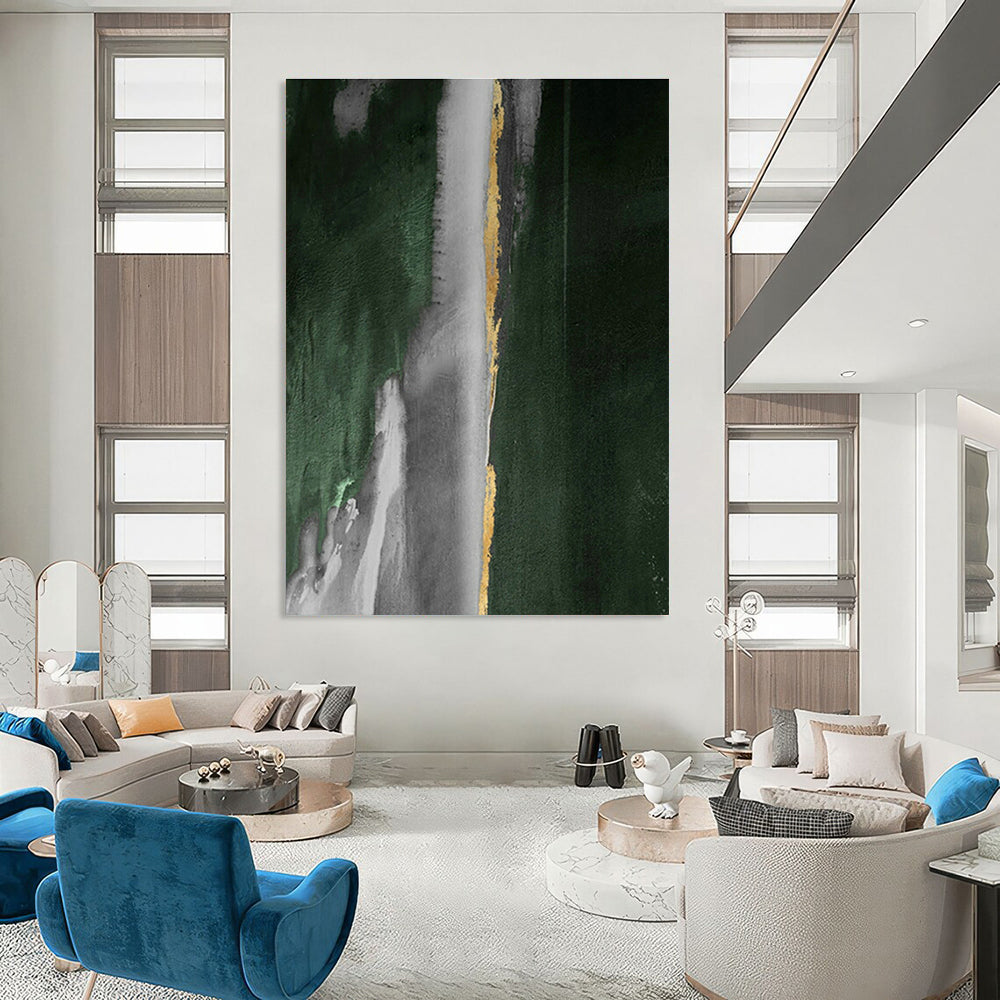 Dark Green & Gold Abstract Art for Luxury Bedroom & High - End Restaurant DLZ1210