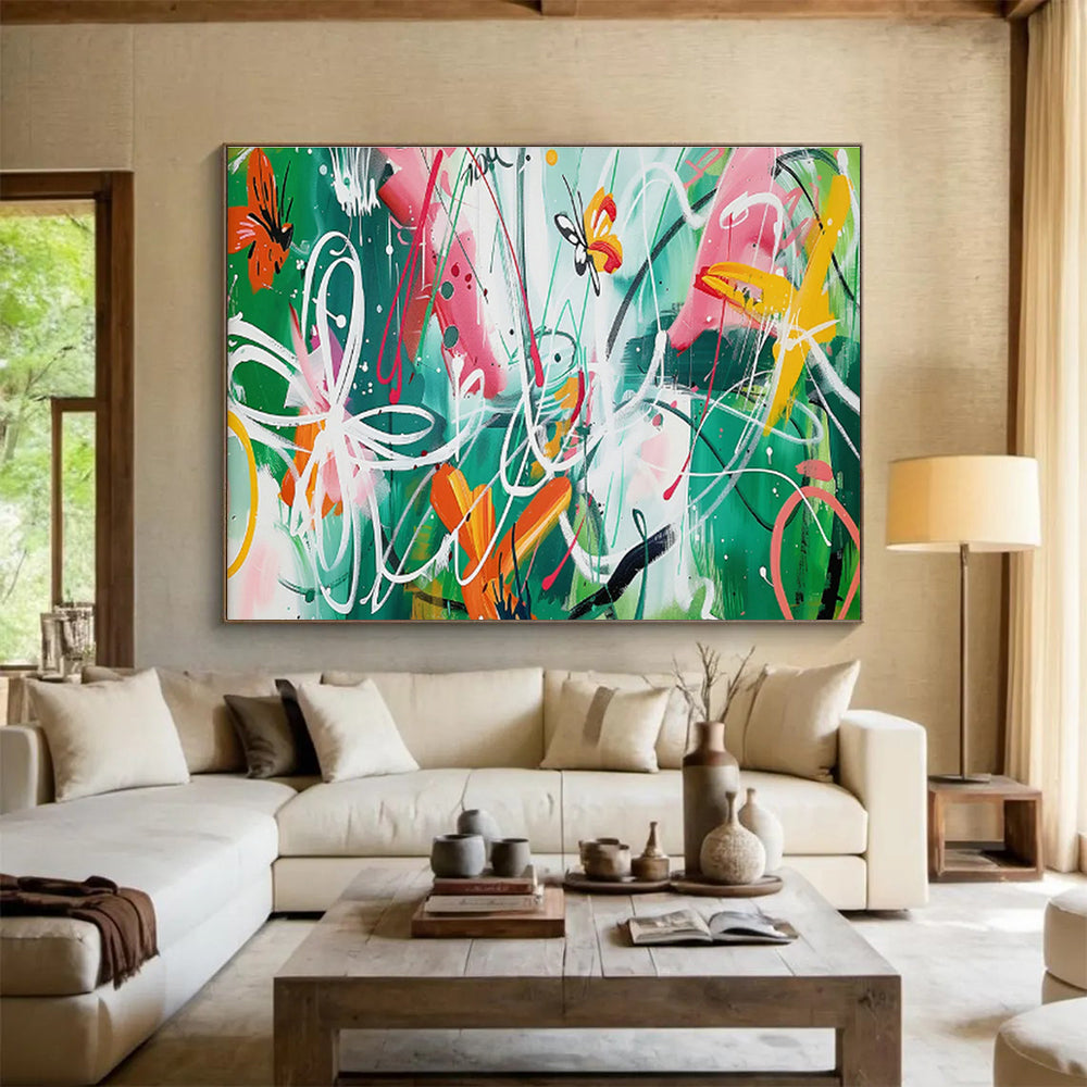 Butterfly Graffiti Abstract Art for Bohemian Café Backdrops DLZ2607