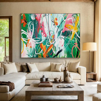 Butterfly Graffiti Abstract Art for Bohemian Café Backdrops DLZ2607