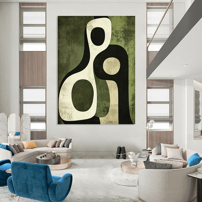 Green - Toned Abstract Figures for Eco - Friendly Home & Botanical Art Space STSC476