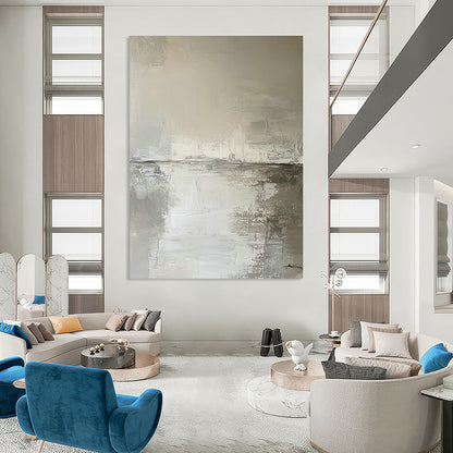 Gray - White Minimalist Abstract Art for Nordic - style Study & Contemporary Hotel Room DLZ0783