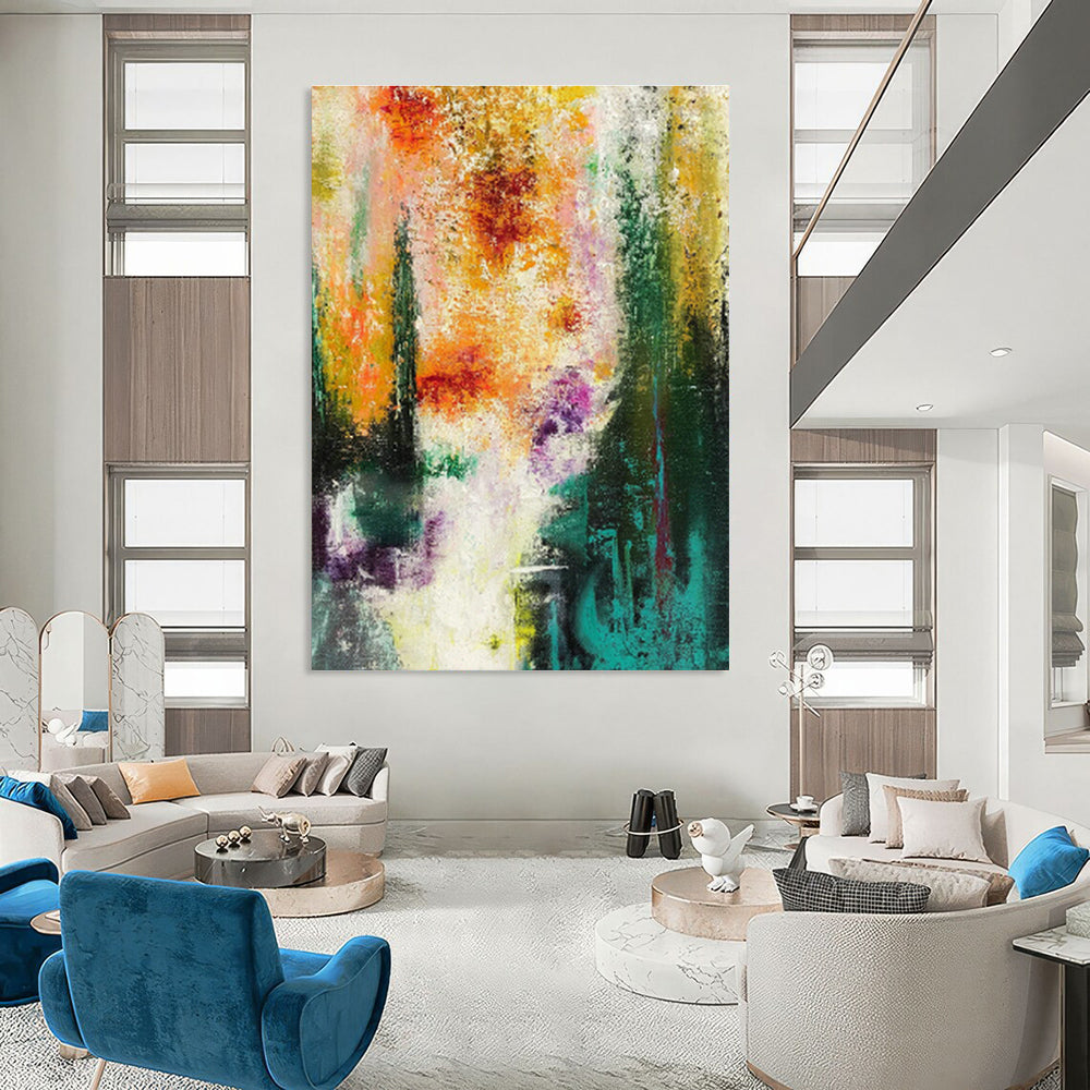 Colorful Floral - Inspired Abstract Art for Garden - Themed Restaurant Private Dining Rooms DLZ0007