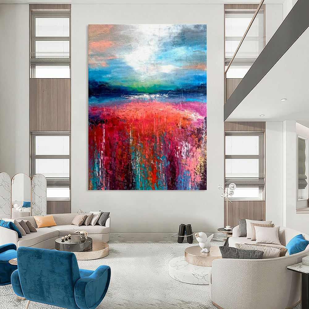 Colorful Landscape Oil Painting for Countryside Villa Living Rooms DLZ0011