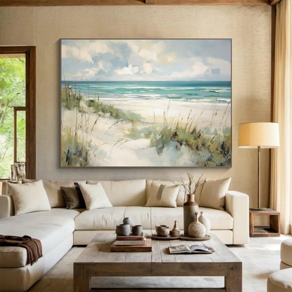 Beach Oil Painting for Coastal Home Dining Areas DLZ2555