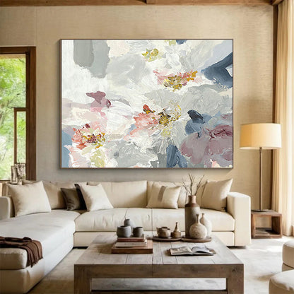 Delicate Pink - White Floral Abstract Art to Craft a Charming and Romantic Bedroom Escape DLZ2788