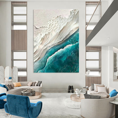 Textured Beach Scene Art for Coastal Living Room & Nautical Spa DLZ1401