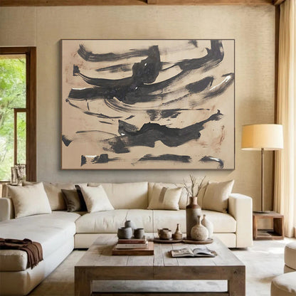 Bold Ink Wash Abstract Art for Traditional Asian Tea Houses DLZ3119