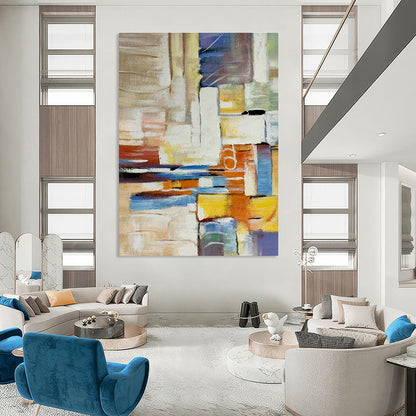 Colorful Block Abstract Art for Modern Family Room & Creative Coworking Space DLZ0777